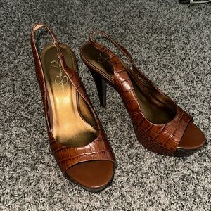 Sling back platform heels